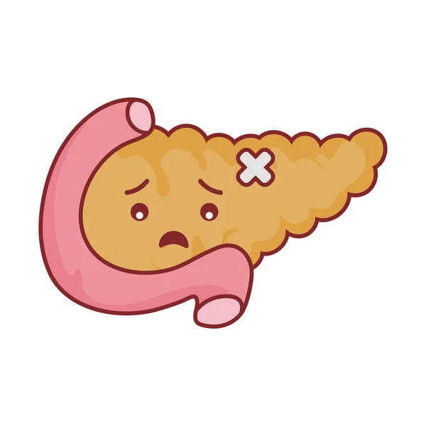膵臓の漫画フラットスタイルのアイコンベクトルデザイン — ストックベクタ