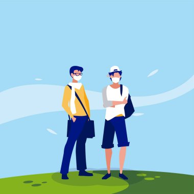 Vektör tasarımı dışında maskeli adamlar