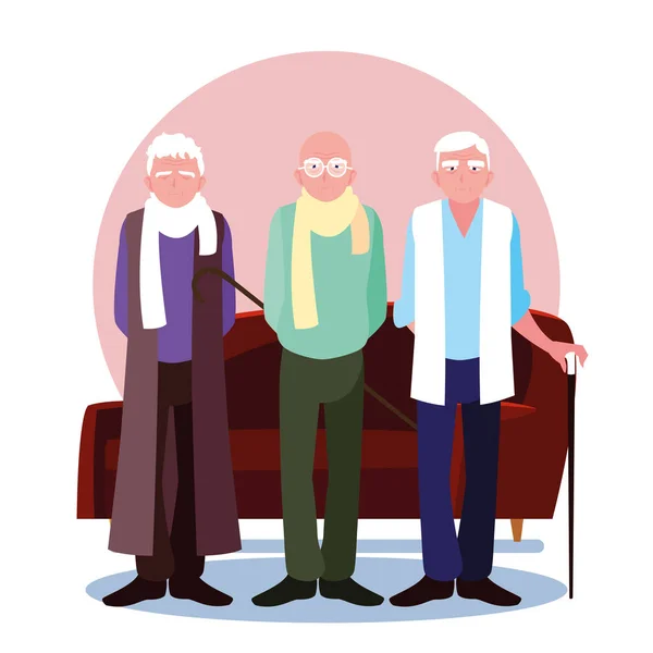 Feliz ancianos compartiendo en casa — Archivo Imágenes Vectoriales