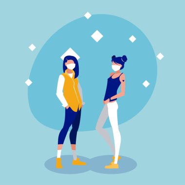 Maskeli kadınlar vektör tasarımı