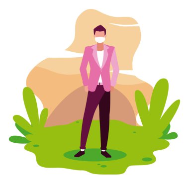 Vektör tasarımı dışında maskeli insan avatarı