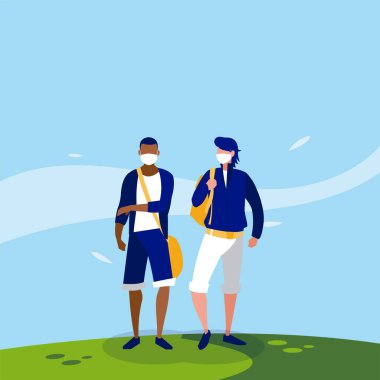 Vektör tasarımı dışında maskeli adamlar