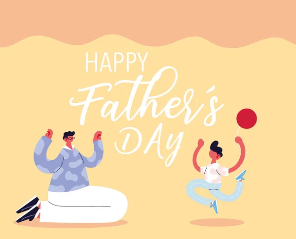 Homem e filho, cartão do feliz dia do pai —  Vetores de Stock