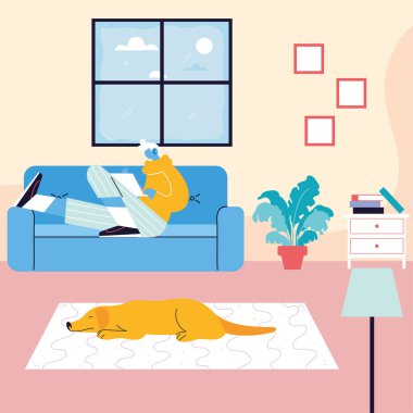 Evinden uzakta çalışan serbest çalışan bir adam.