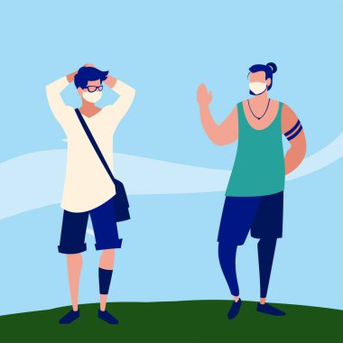 Vektör tasarımı dışında maskeli adamlar