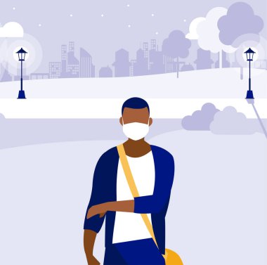 Park vektör tasarımında maskeli adam