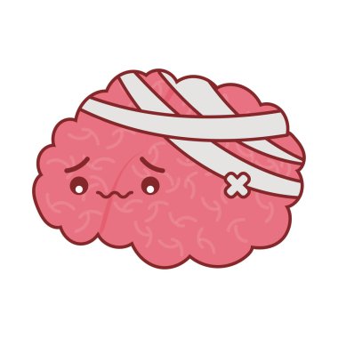 Beyin çizgi filmi düz simge vektör tasarımı