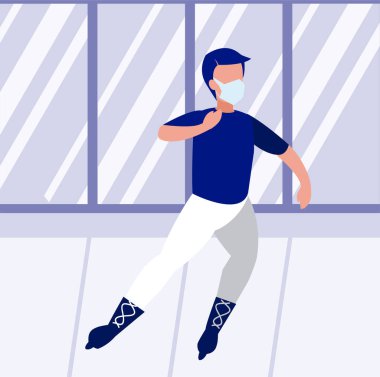 Sokak vektör tasarımında maskeli bir adam