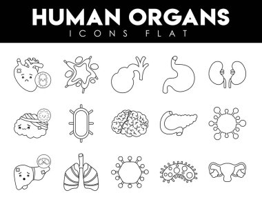 İnsan organları ve virüs çizgisi biçim vektör tasarımı