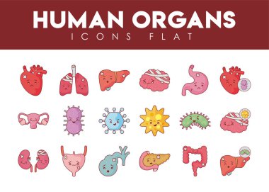 İnsan organları ve virüs düz biçim vektör tasarımı