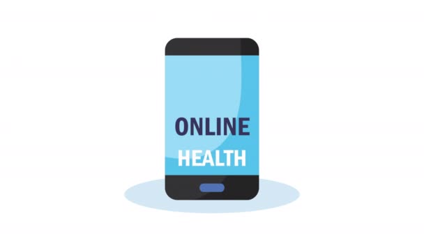 Online-Gesundheitstechnologie mit Smartphone-Animation — Stockvideo