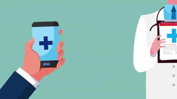 Technologie de santé en ligne avec animation smartphone — Video