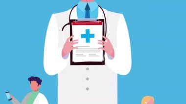 Online sağlık teknolojisi ve doktor animasyonu