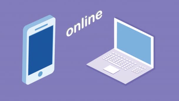 Educación tecnología en línea con el ordenador portátil — Vídeos de Stock