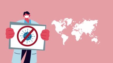 Erkek doktor covid19 için yüz maskesi kullanıyor.