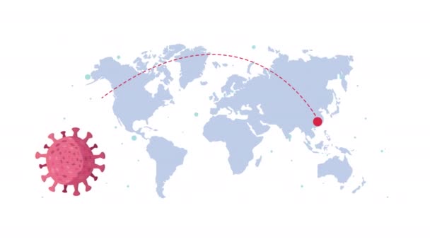 Covid19 pandemic particles in earth planet — Stock Video