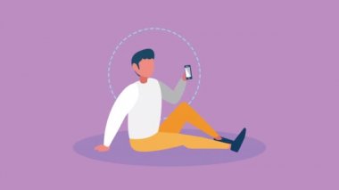 Akıllı telefon kullanan erkek öğrencilerle çevrimiçi eğitim
