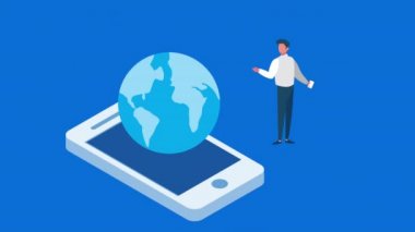 Akıllı telefon kullanan erkek öğrencilerle çevrimiçi eğitim