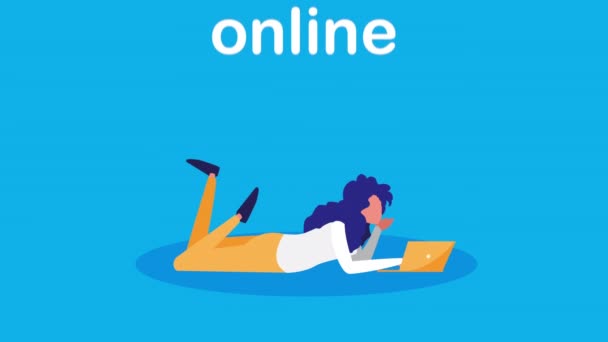 Educação online com estudante do sexo feminino usando laptop — Vídeo de Stock