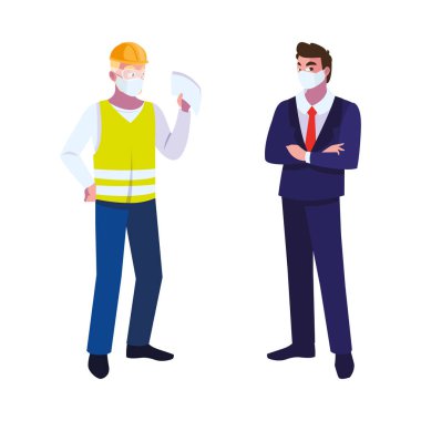 erkek operatör ve maskeli yönetici