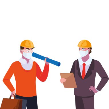 Maske ve miğferli yönetici ve mimar