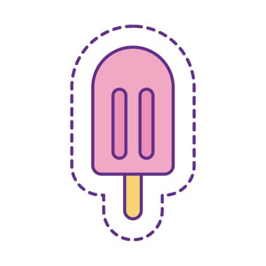 Çubuk yama çizgisi ve biçim ikon vektör tasarımı olan şirin dondurma