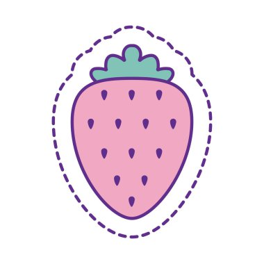 Şirin çilek yaması çizgisi ve biçim ikonu vektör tasarımı