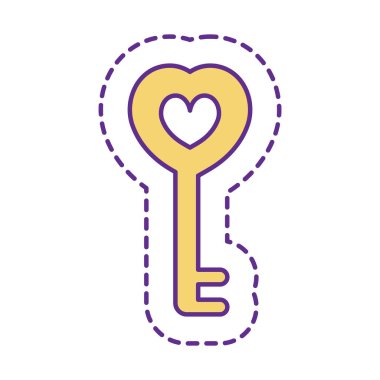 Sevimli kalp tuşu yaması çizgisi ve biçim ikonu vektör tasarımını doldur