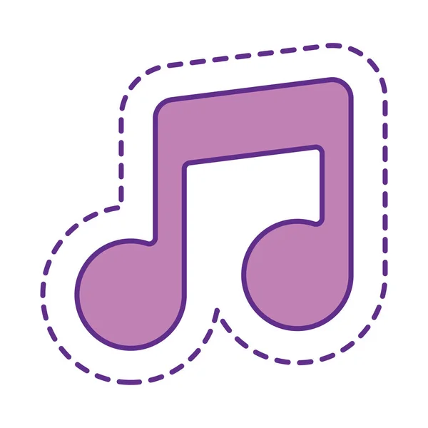 Aranyos zenei megjegyzés patch vonal és töltse ki a stílus ikon vektor tervezés — Stock Vector