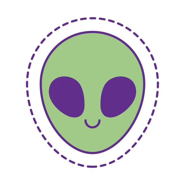Ligne de patch dessin animé alien mignon et design vectoriel icône de style de remplissage — Image vectorielle