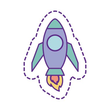 Şirin roket yaması çizgisi ve biçim ikonu vektör tasarımını doldur