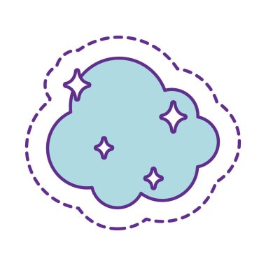 Şirin bulut yaması çizgisi ve biçim ikonu vektör tasarımını doldur