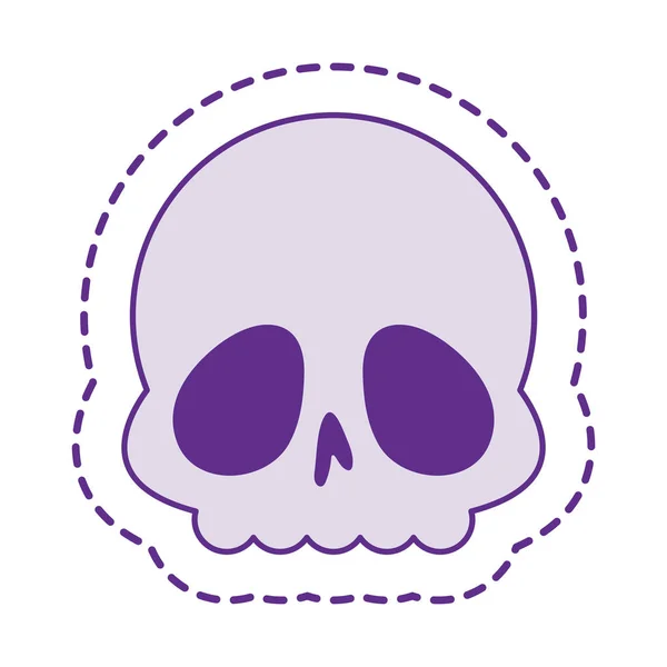 Cute skull patch line and fill style icon vector design — Stock Vector