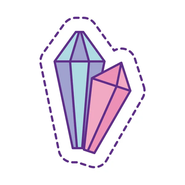 Söta diamanter lapp linje och fyll stil ikon vektor design — Stock vektor