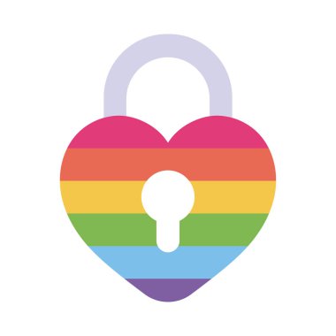 lgtbi kalp asma kilidi düz biçim ikon vektör tasarımı