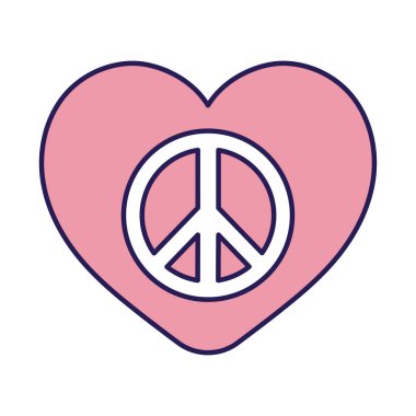 Kalbin içinde barış ve aşk sembolü doldur biçim ikonu vektör tasarımı