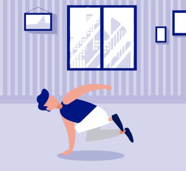 Adam evde egzersiz yapıyor.