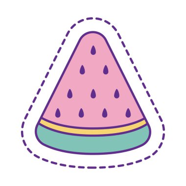 Şirin karpuz yaması çizgisi ve biçim ikonu vektör tasarımı