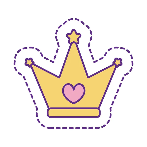 Cute crown patch line and fill style icon vector design — Stock Vector