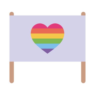 Lgtbi bayrağı kalp düz stil vektör tasarımı