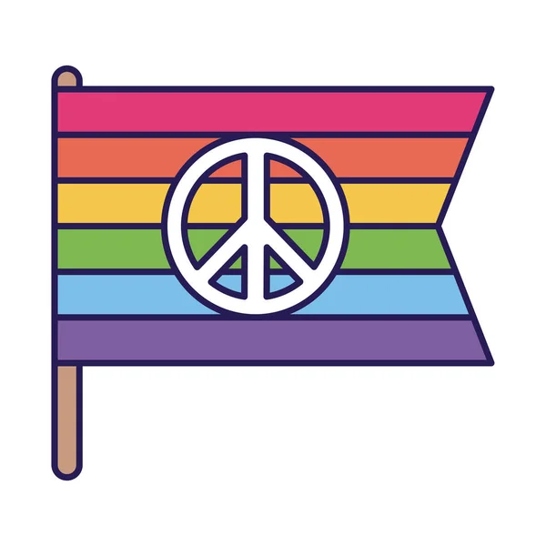 Lgtbi bandiera con amore e pace riempire stile icona vettoriale design — Vettoriale Stock