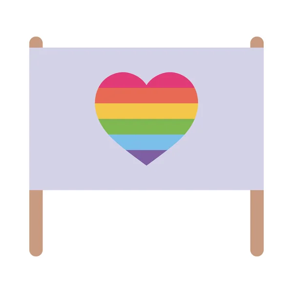 Lgtbi vlag met hart vlakke stijl icoon vector ontwerp — Stockvector