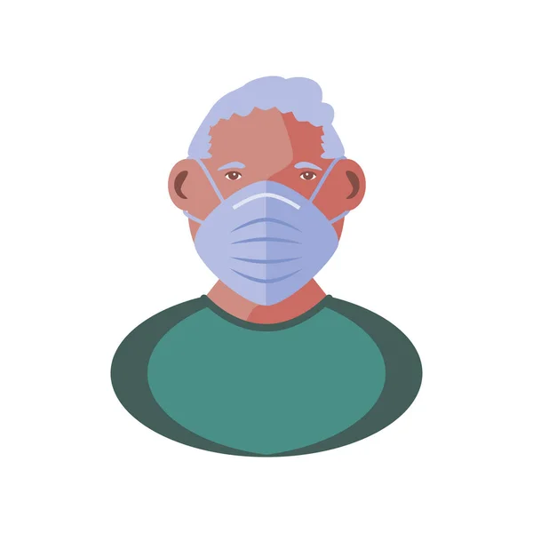 Orang tua dengan masker wajah, pencegahan coronavirus - Stok Vektor