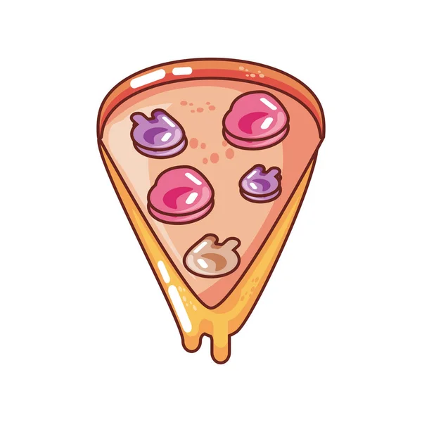 Pedazo de pizza sobre fondo blanco — Vector de stock