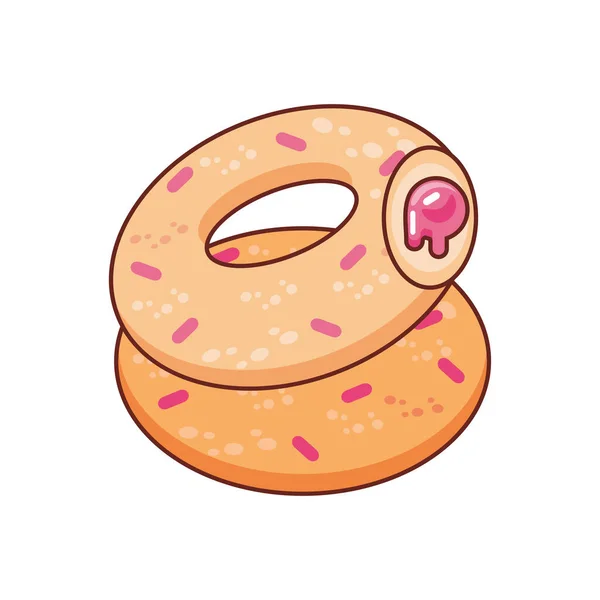 Köstliche Donuts auf weißem Hintergrund — Stockvektor