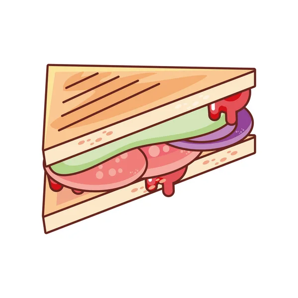 Delicioso sándwich sobre fondo blanco — Vector de stock