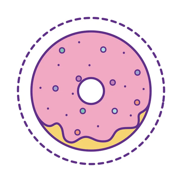 Niedliche Donut-Patch-Linie und Füllen Stil-Symbol Vektor-Design — Stockvektor