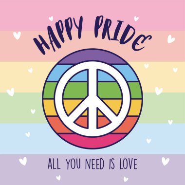 Mutlu gurur ve lgtbi sevgi ve barış vektörü tasarımı