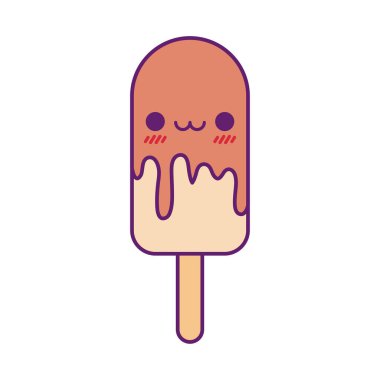 Çizgi film çizgisi ve biçim ikonu tasarımı olan Kawaii dondurması
