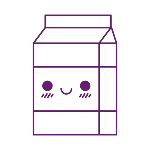 Kawaii milk box cartoon line style icon vector design — Stock Vector